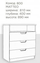 Комод з ящиками для іграшок Фенікс Маттео 800 (макет з розмірами)